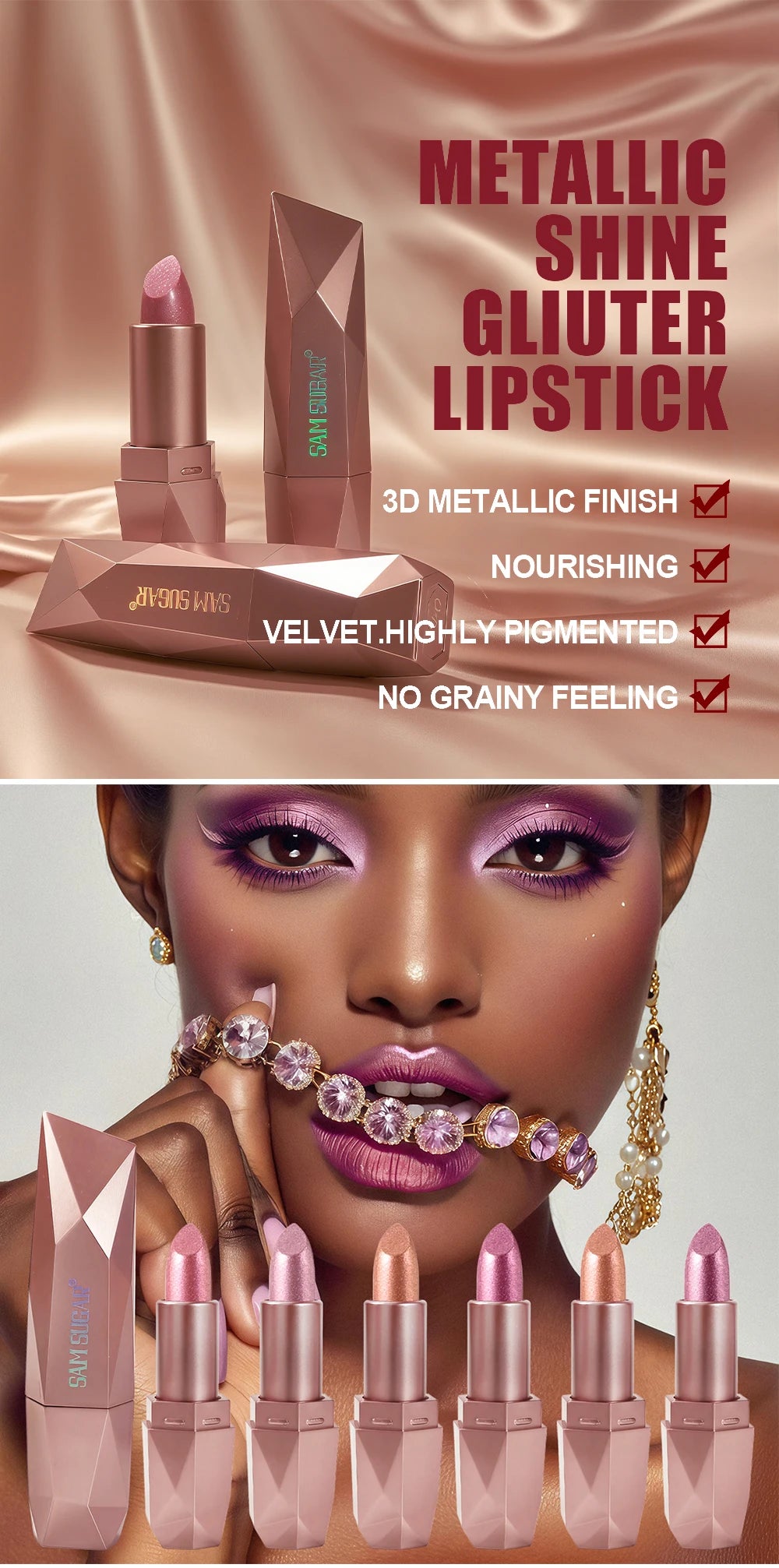 Diamond Pearl Radiance Lip Color-Long Lasting Sparkle with Luxurious Hydration Lip Stick