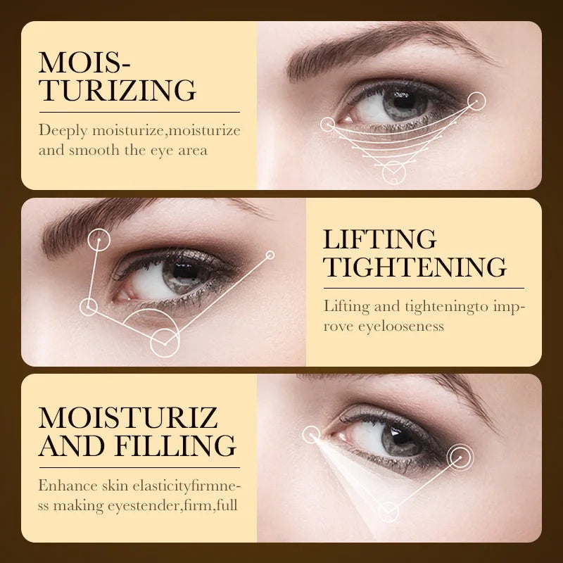 24K Gold Hyaluronic Eye Cream – Erase Dark Circles & Bags, Lift & Firm Skin + Deep Hydration for Youthful Eyes