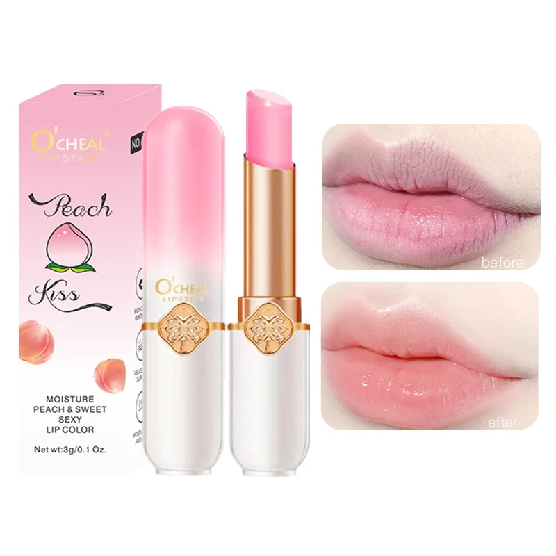 Peach Glow Kisses Temperture-Activated Moisturizing Waterproof Long Lasting  Lip Balm