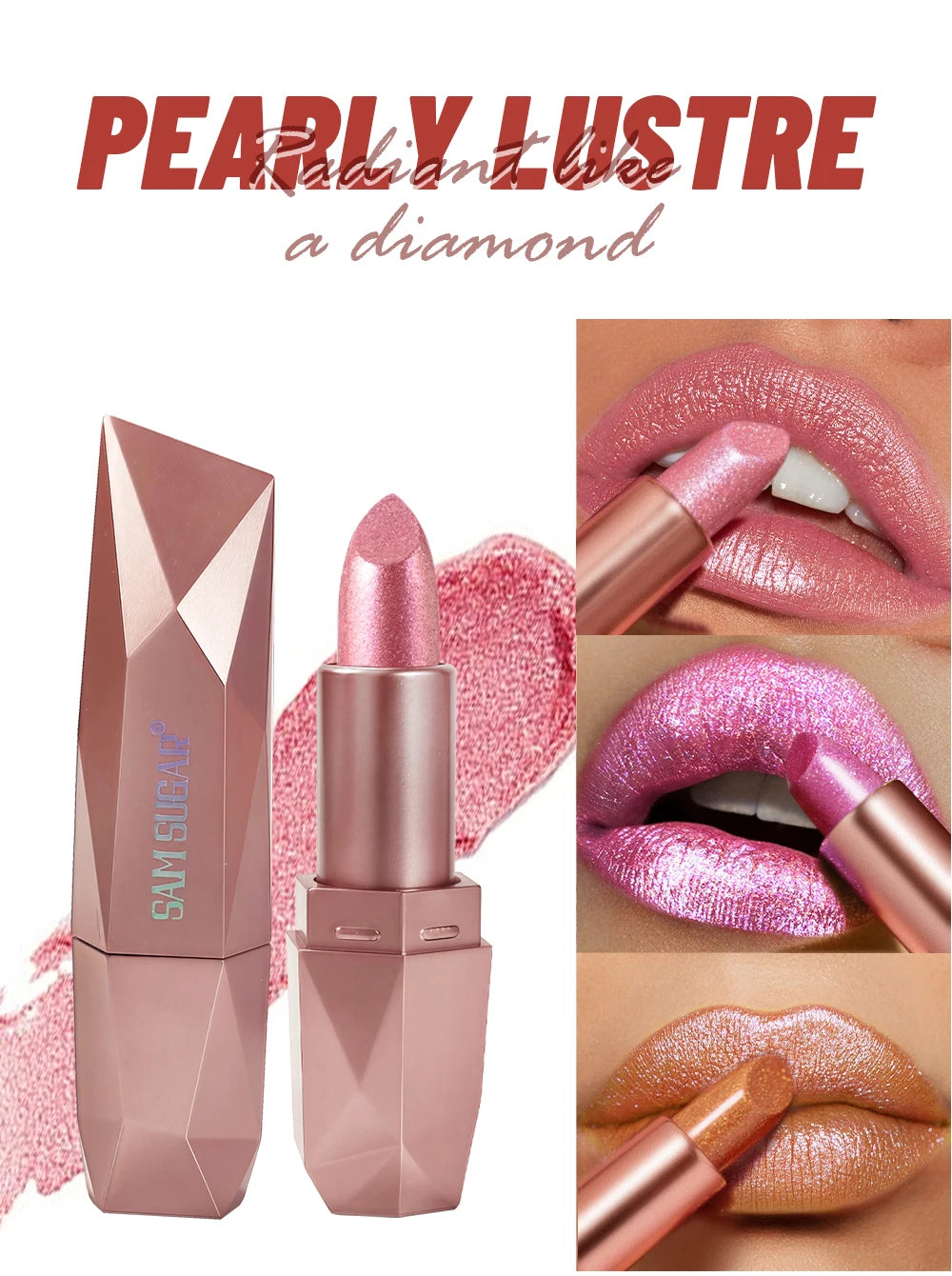 Diamond Pearl Radiance Lip Color-Long Lasting Sparkle with Luxurious Hydration Lip Stick