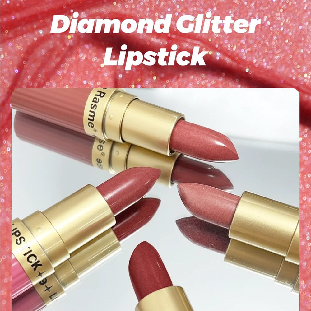 Long Lasting Velvet Shimmer Glitter Metallic Waterproof Finish Diamond Lipstick