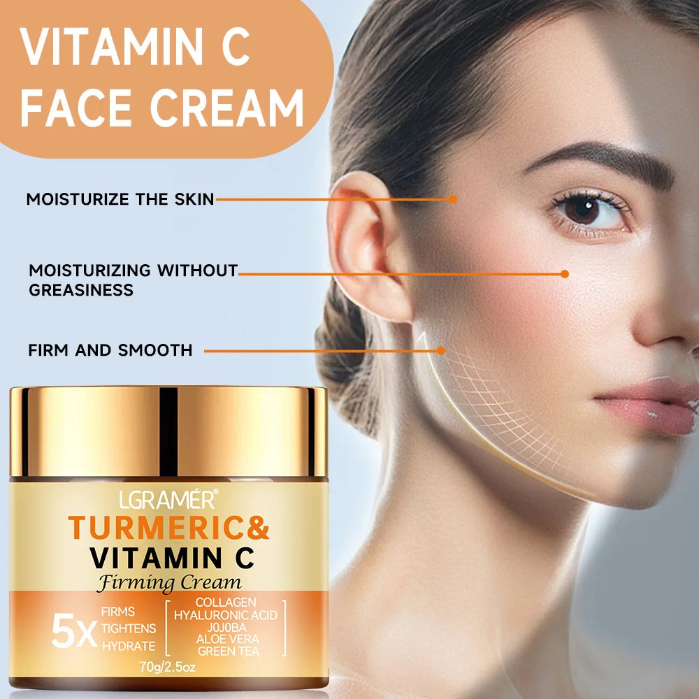 Turmeric Face Cream Wrinkle Removal Lighten Fine Lines Makes Skin Look More Youthful Birghten Moisturize Facial Care