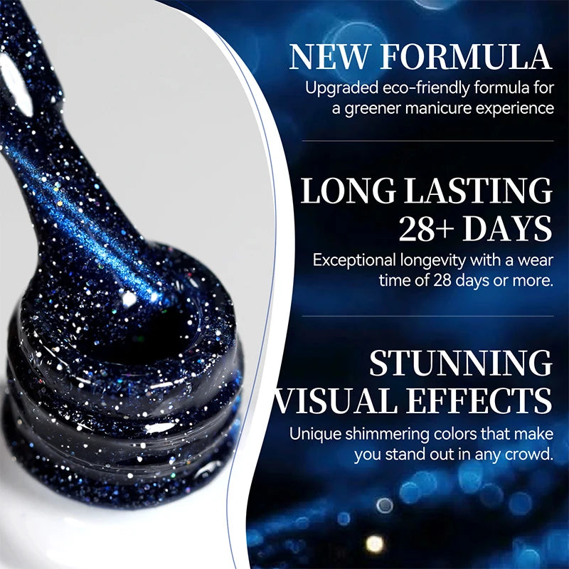 Celestial Blue Glitter Cat Magnetic Gel Polish Ultra-Shine Semi-Permanent Silk Manicure Polish