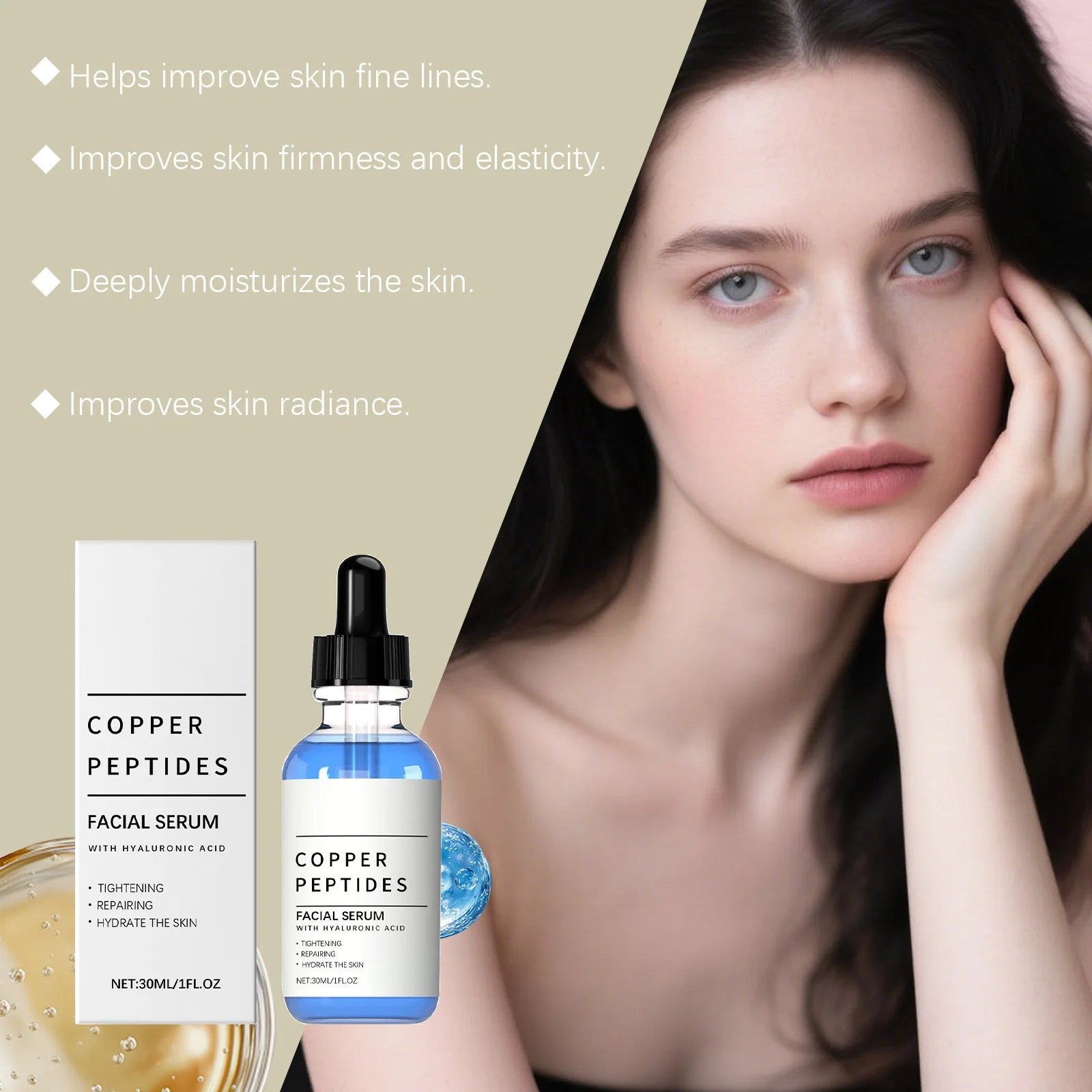 Copper Peptide Serum Anti Wrinkle Remover Antioxidant Tighten Skin Protection Barrier