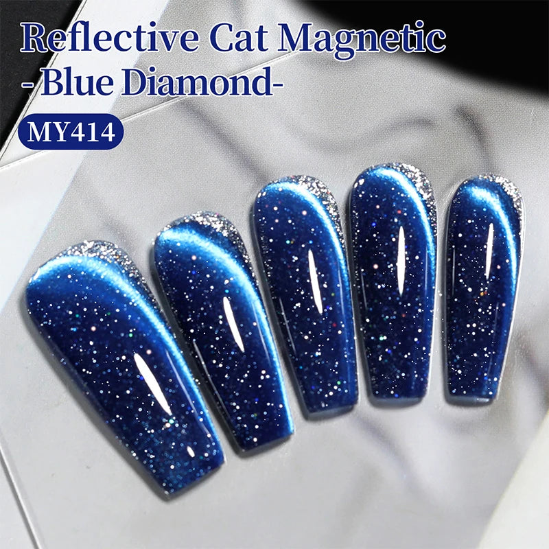 Celestial Blue Glitter Cat Magnetic Gel Polish Ultra-Shine Semi-Permanent Silk Manicure Polish