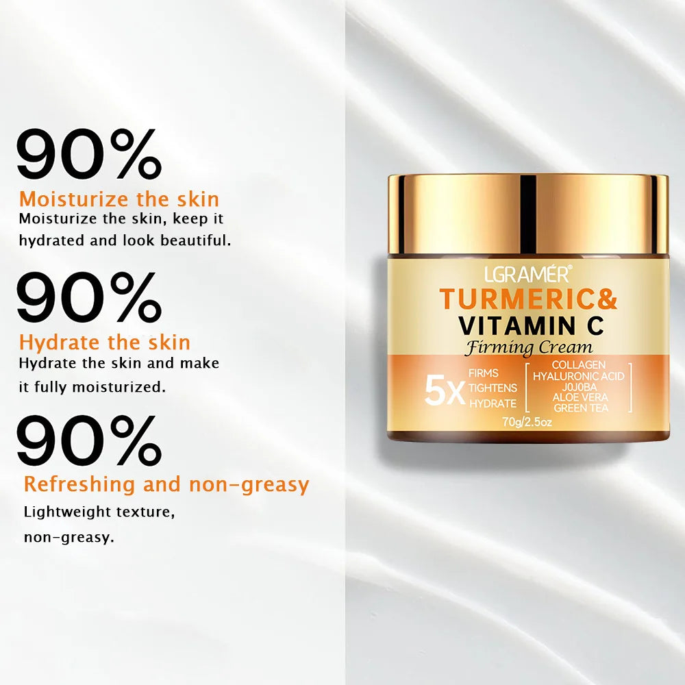 Turmeric Face Cream Wrinkle Removal Lighten Fine Lines Makes Skin Look More Youthful Birghten Moisturize Facial Care