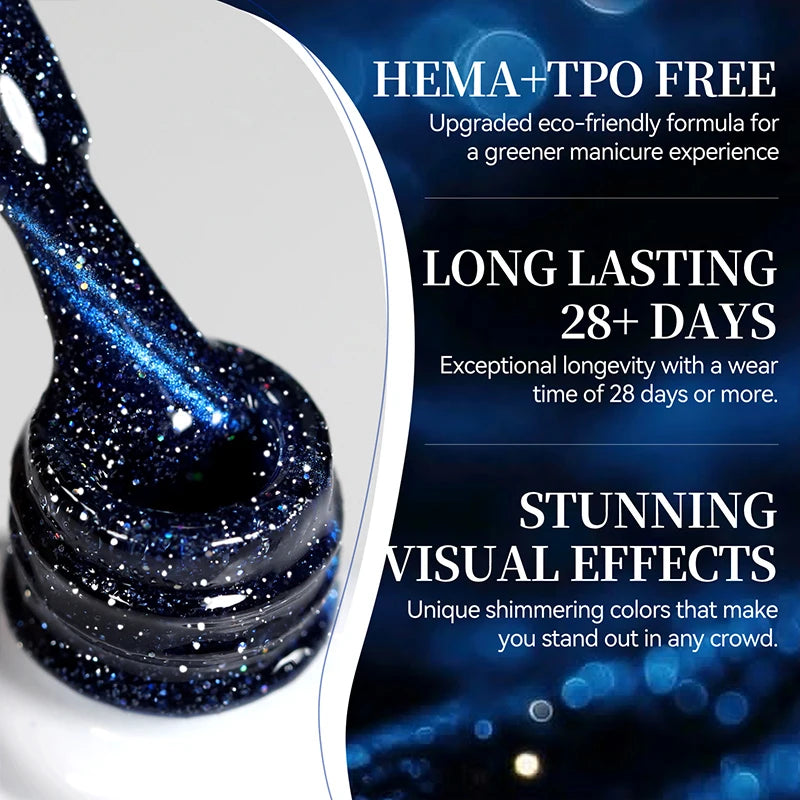 Celestial Blue Glitter Cat Magnetic Gel Polish Ultra-Shine Semi-Permanent Silk Manicure Polish