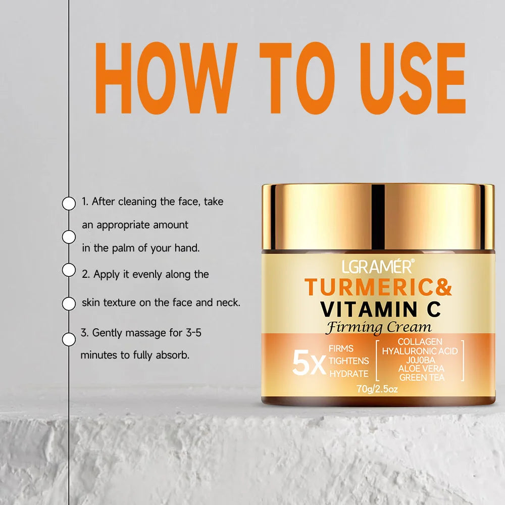Turmeric Face Cream Wrinkle Removal Lighten Fine Lines Makes Skin Look More Youthful Birghten Moisturize Facial Care