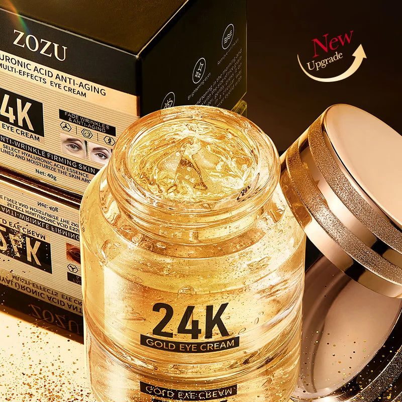 24K Gold Hyaluronic Eye Cream – Erase Dark Circles & Bags, Lift & Firm Skin + Deep Hydration for Youthful Eyes