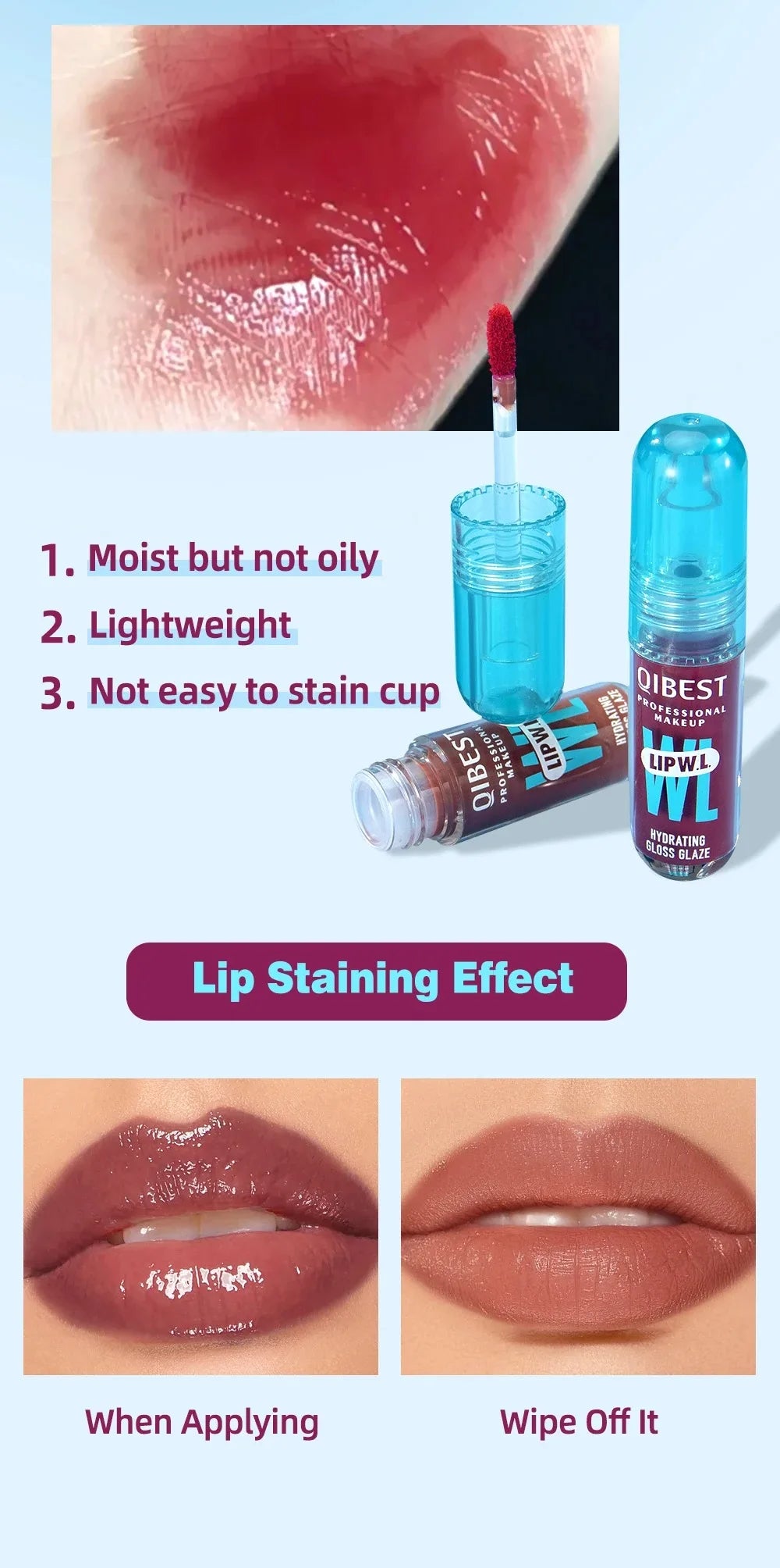 Long Lasting Hydration Lip Gloss Deep Moisture All-Day Lock in Glam