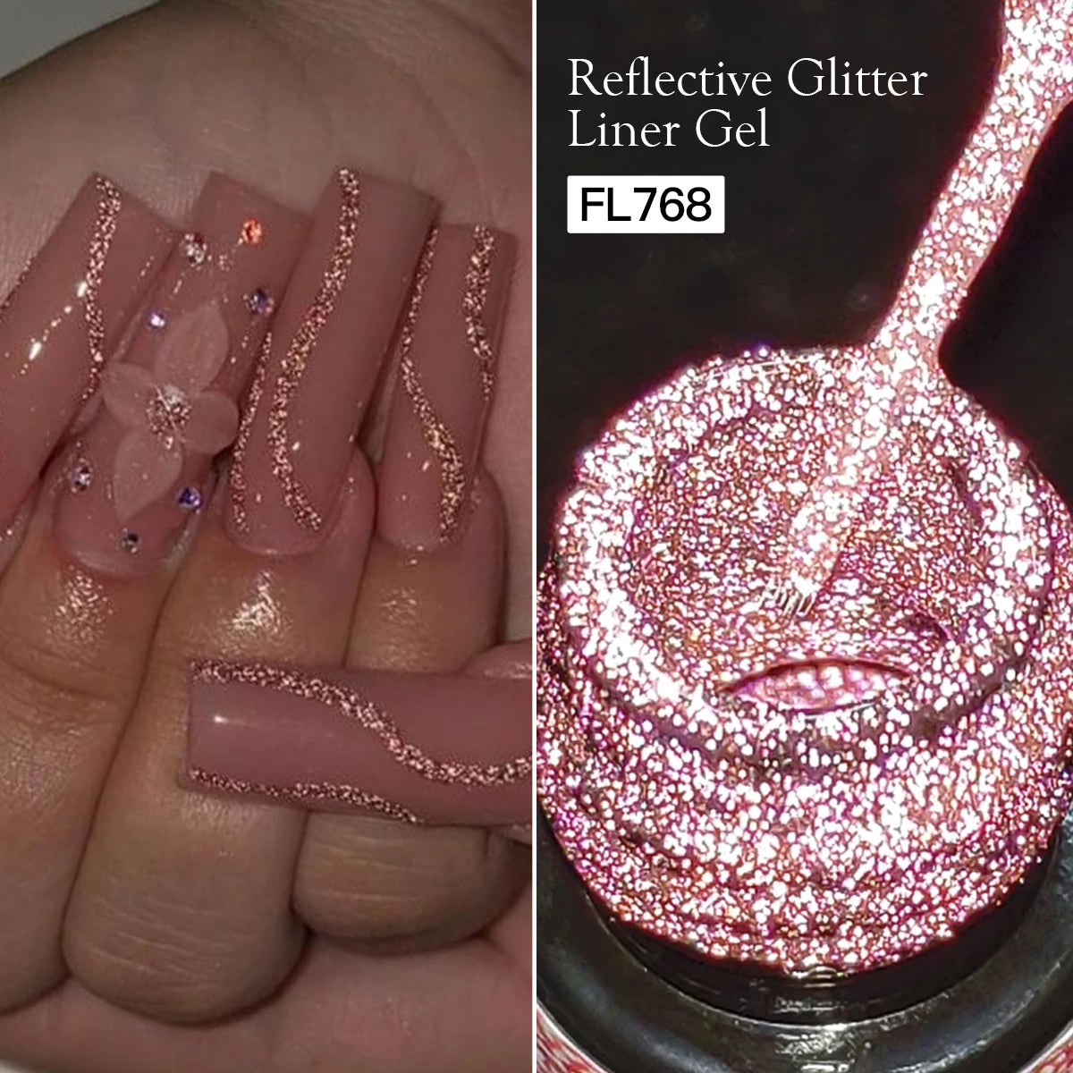 Luminous Reflective Glitter Nail Gel Gold & Silver Sparkle Finish Painting Gel