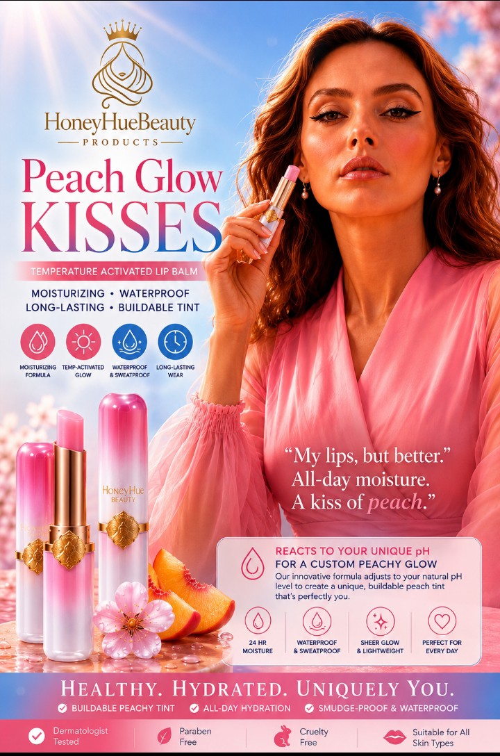 Peach Glow Kisses Temperture-Activated Moisturizing Waterproof Long Lasting  Lip Balm