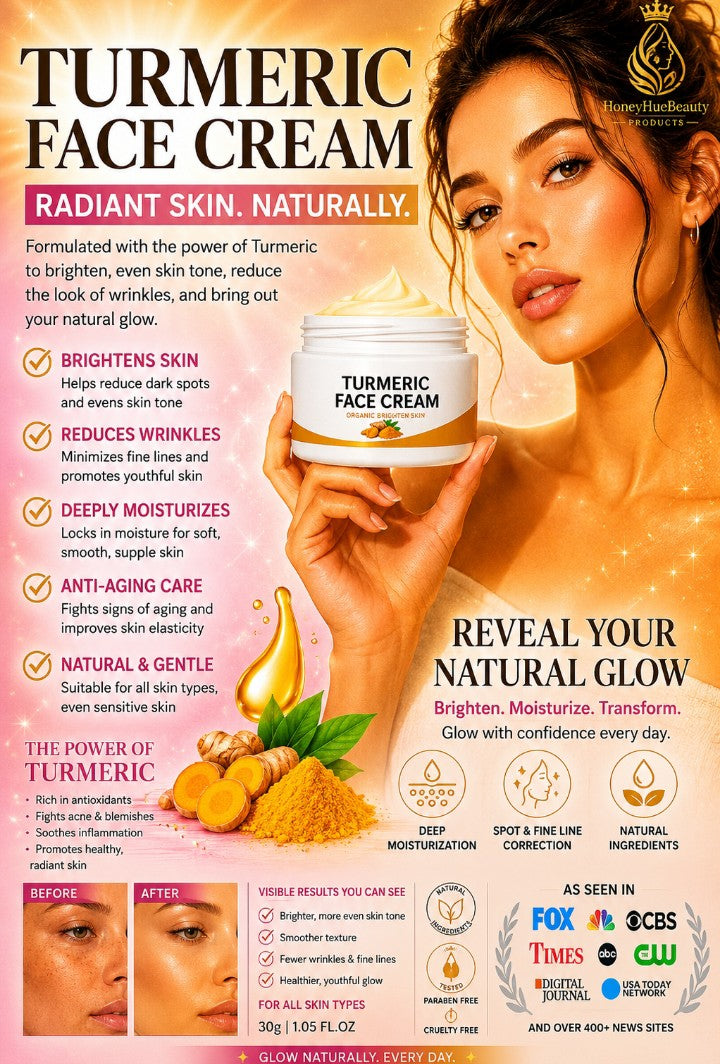 Turmeric Whitening Face Cream Wrinkle Removal Lighten Fine Lines Makes Skin Look More Youthful Birghten Moisturize Facial Care