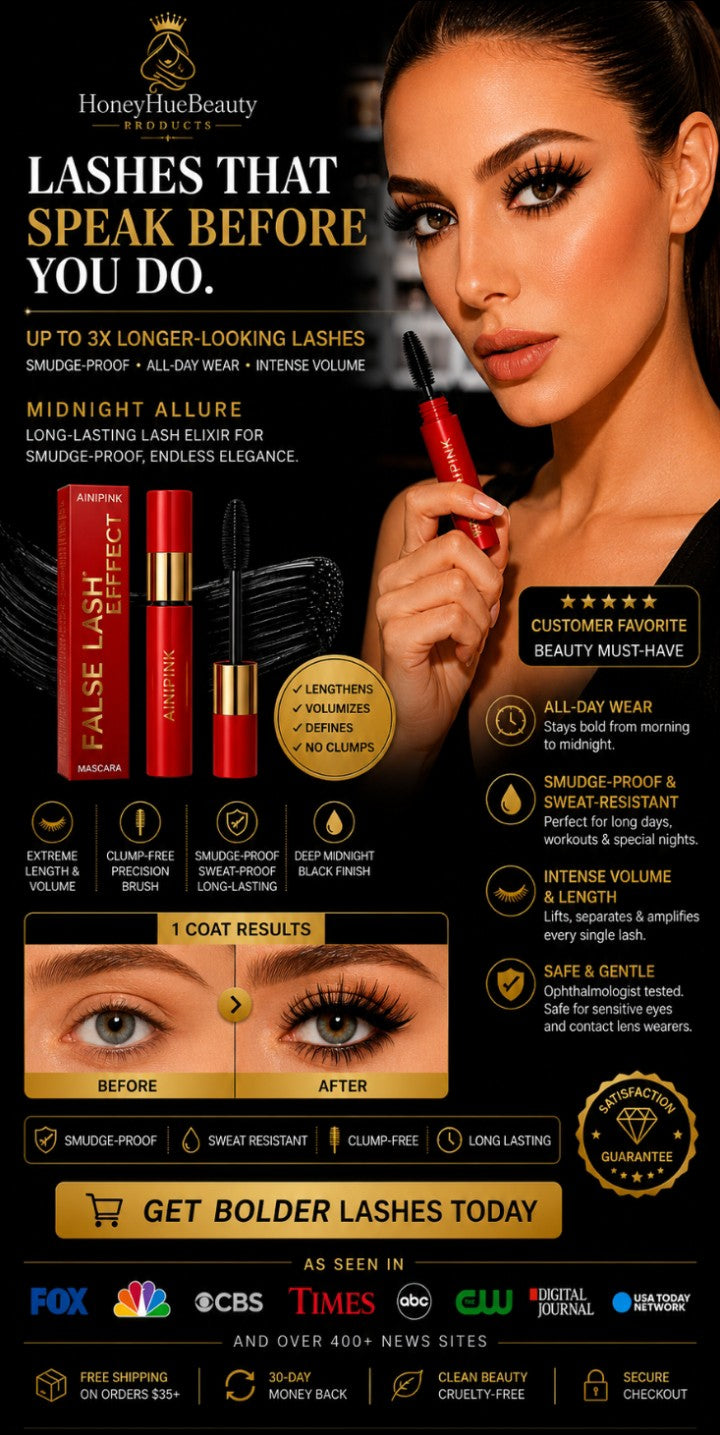 Midnight Allure Long-Lasting Lash Elixir for Smudge-Proof Endless Elegance Black Mascara