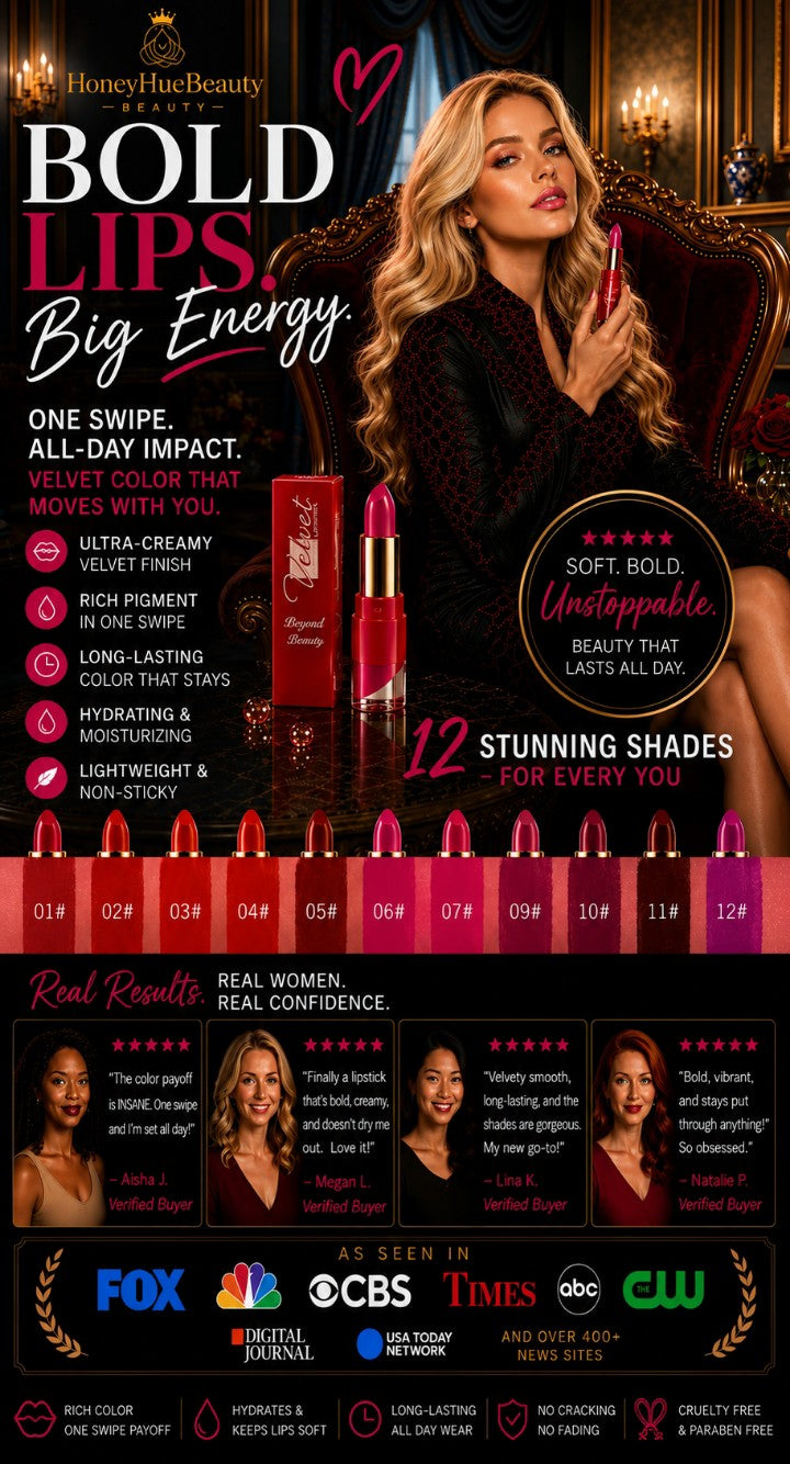 Velvet Embrace Lip Color-Long Lasting Hydration for Every Women 12 Colors Creamy Lipsticks