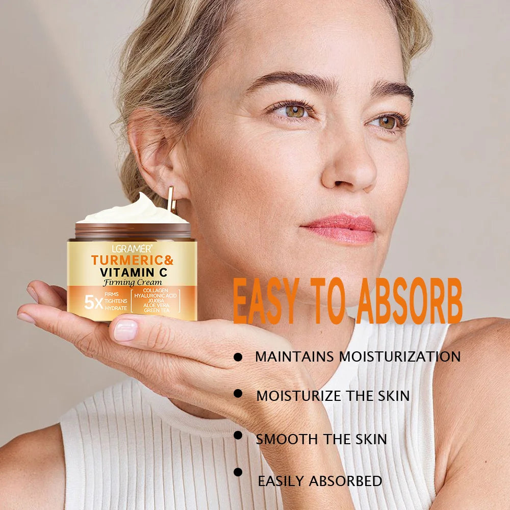 Turmeric Face Cream Wrinkle Removal Lighten Fine Lines Makes Skin Look More Youthful Birghten Moisturize Facial Care