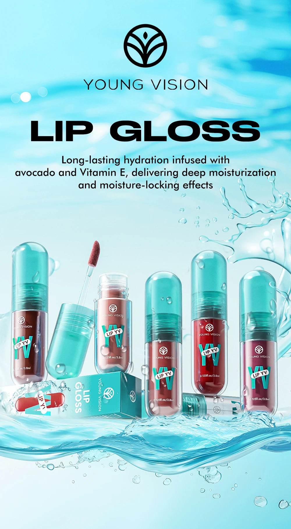 Avocado & Vitamin E Infused Long Lasting Hydration Lip Gloss Deep Moisture All-Day Lock in Glam