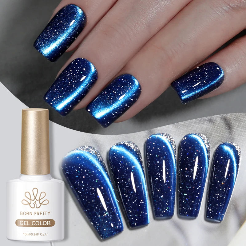 Celestial Blue Glitter Cat Magnetic Gel Polish Ultra-Shine Semi-Permanent Silk Manicure Polish